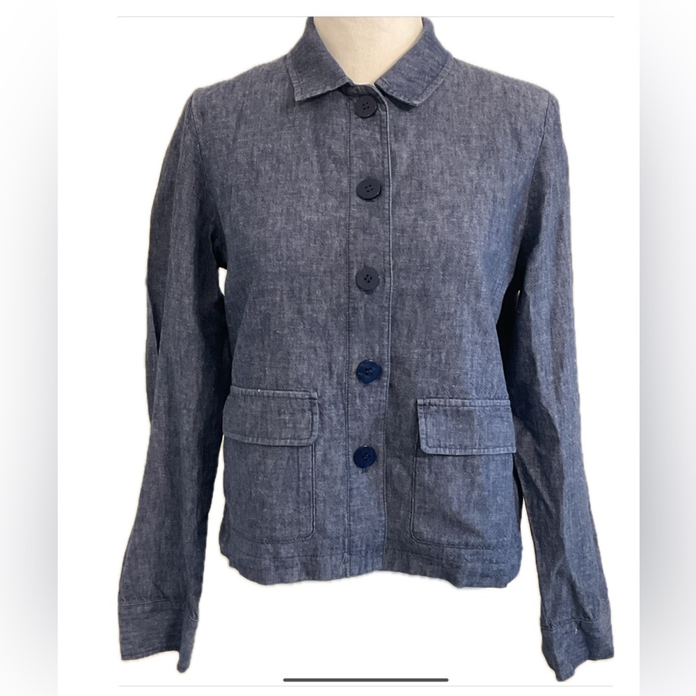 ****OLSEN ****Stylish Blue  Denim Collared Jacket with pockets.